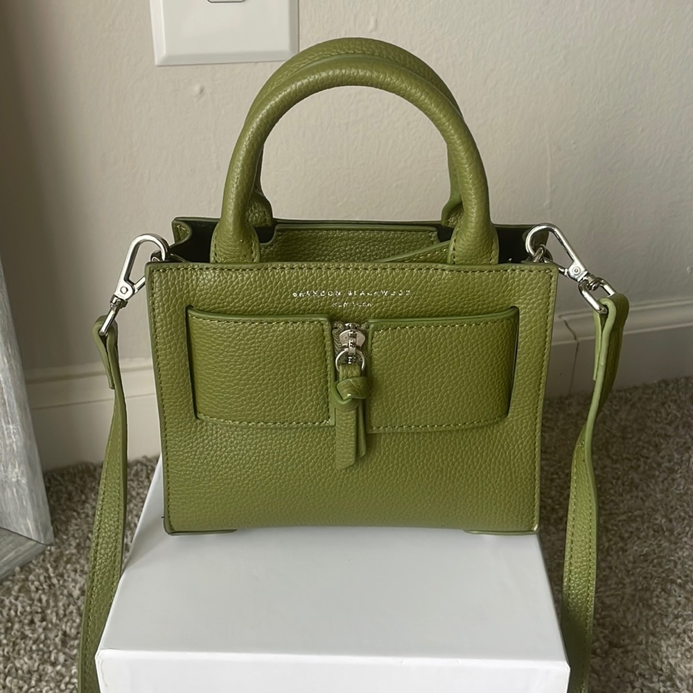 Brandon BlackWood Green Faux Grain Leather Kuei Bag